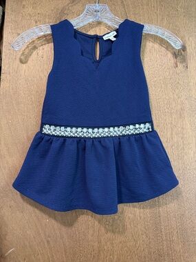 Monteau Deep Blue Sleeveless Knit Top with Back Keyhole Size 8